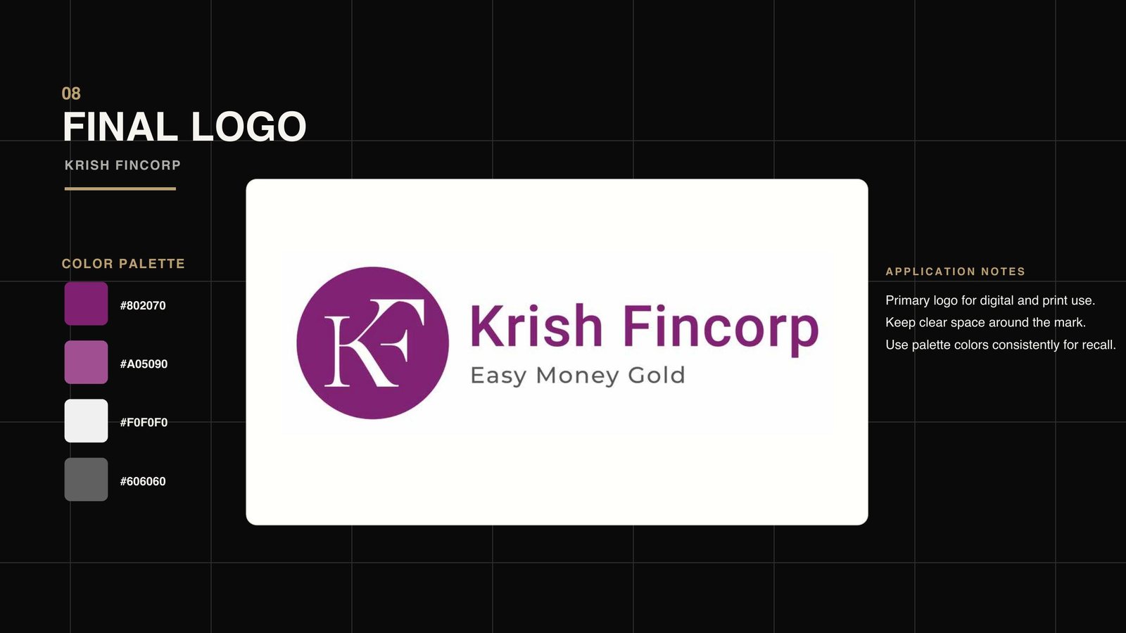 Krish Fincorp 2 — finance logo design, gold loan company branding, financial services identity